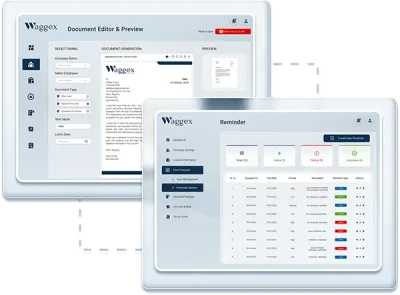 Payroll document generation and compliance management in Waggex HRMS Software