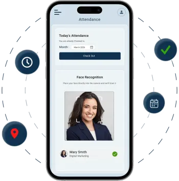 Employee marking selfie attendance on Android phone using Waggex AI face recognition