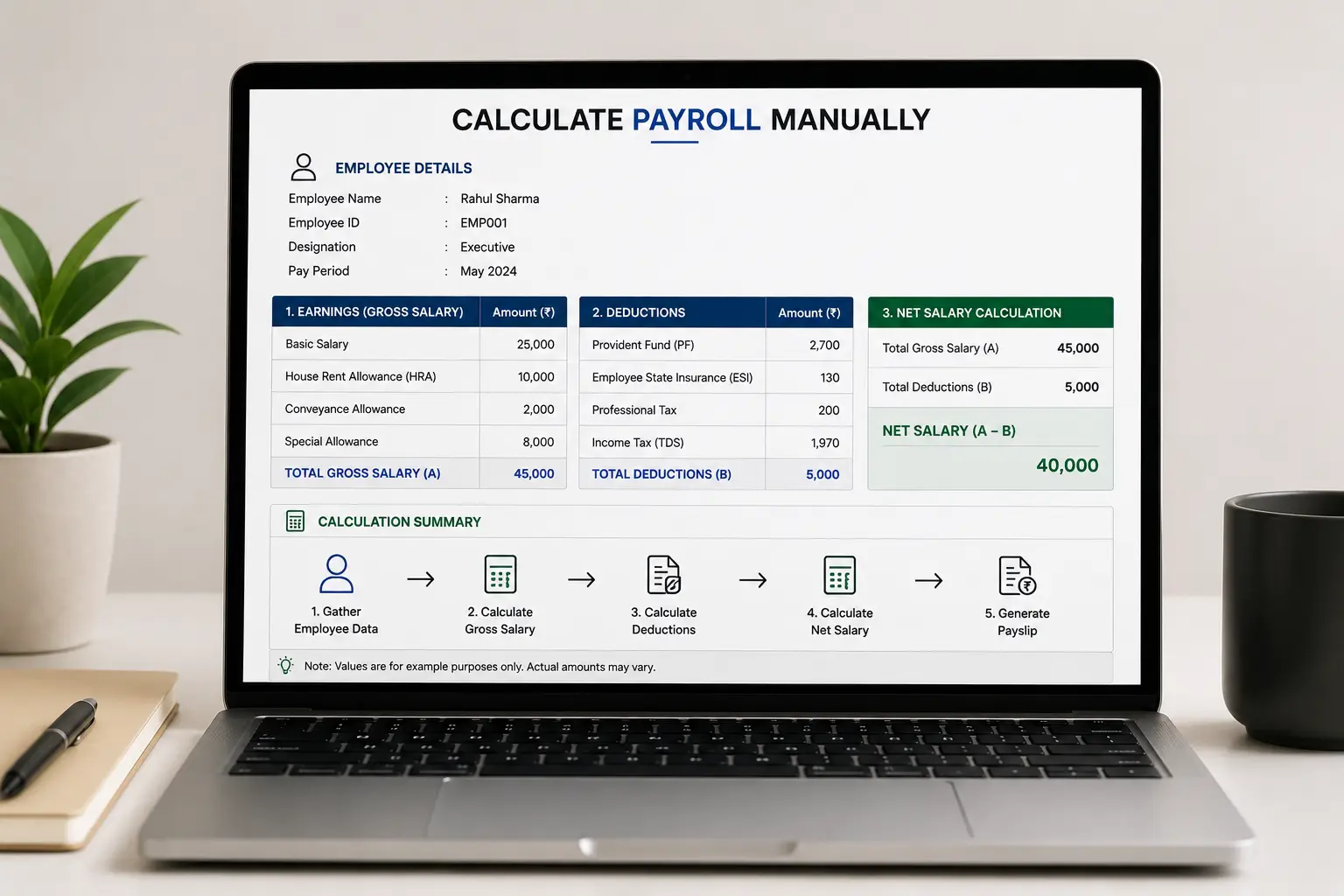 calculate payroll manually